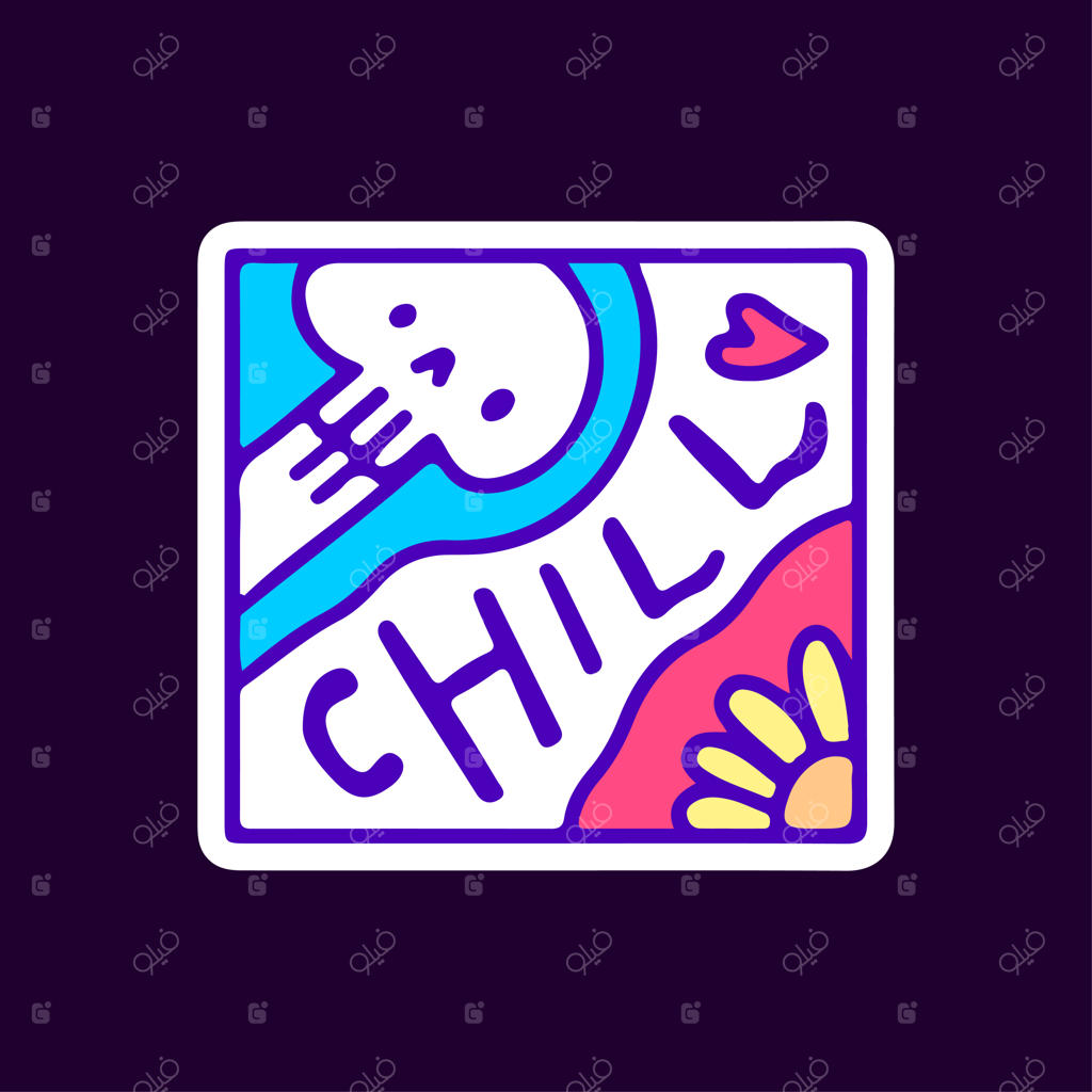 طرح کارتونی جمجمه و گل آفتابگردان، مناسب برای تی‌شرت، استیکر یا محصولات پوشاکی.