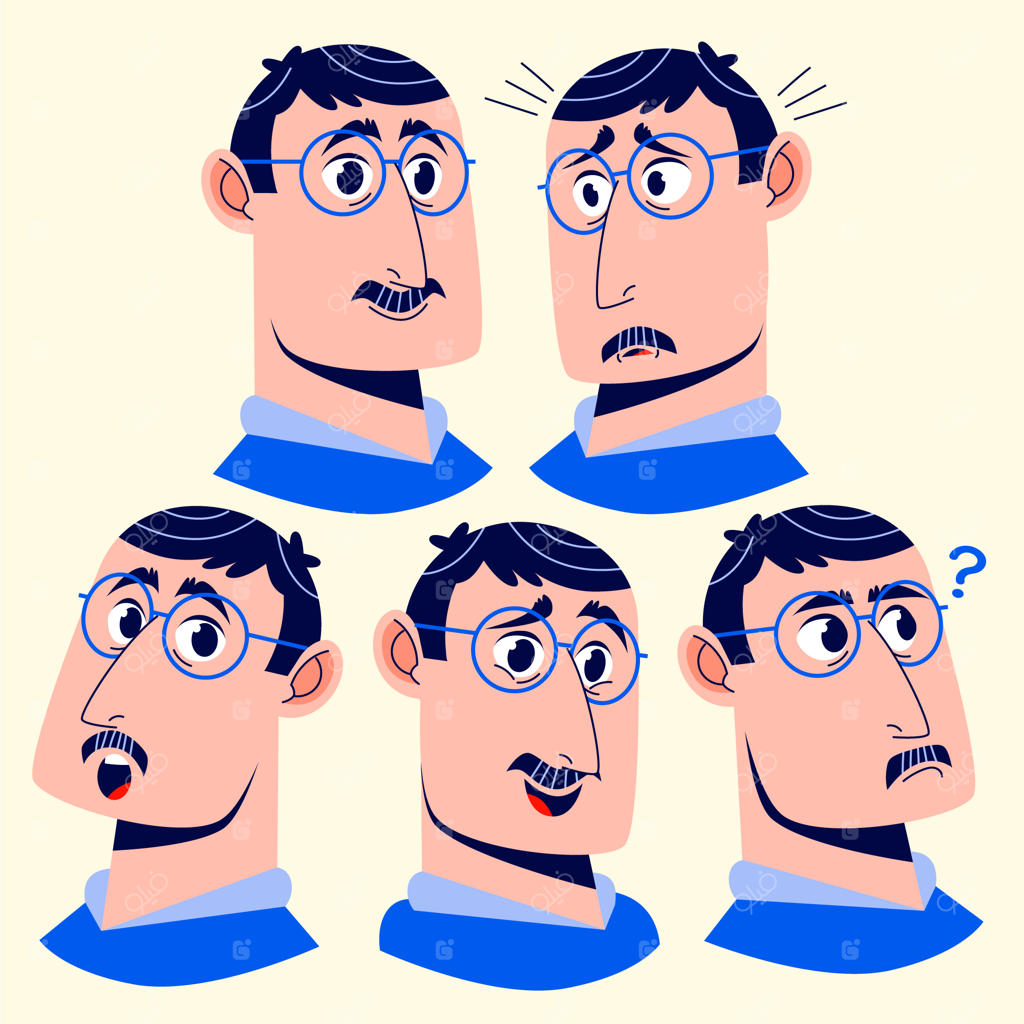 تصویرسازی از حالات چهره شخصیت‌ها به صورت دستی