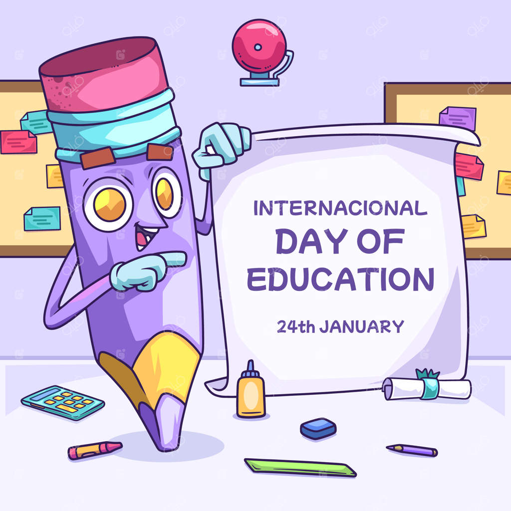 تصویرسازی روز جهانی آموزش به صورت دستی طراحی شده