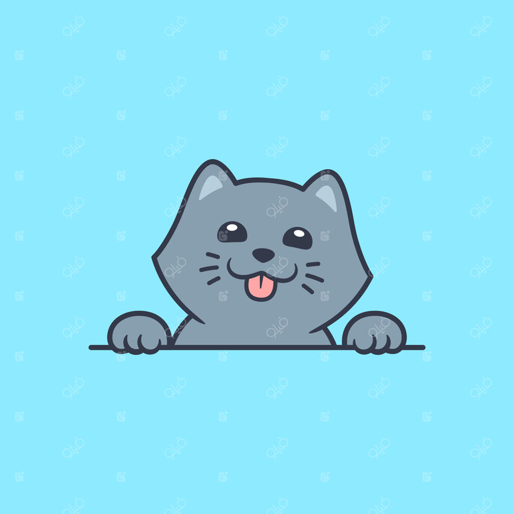 تصویر برداری گربه بامزه در حال دزدکی نگاه کردن