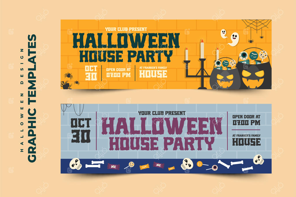 قالب طراحی گرافیکی ساده و شیک برای هالووین که به‌راحتی قابل سفارشی‌سازی است