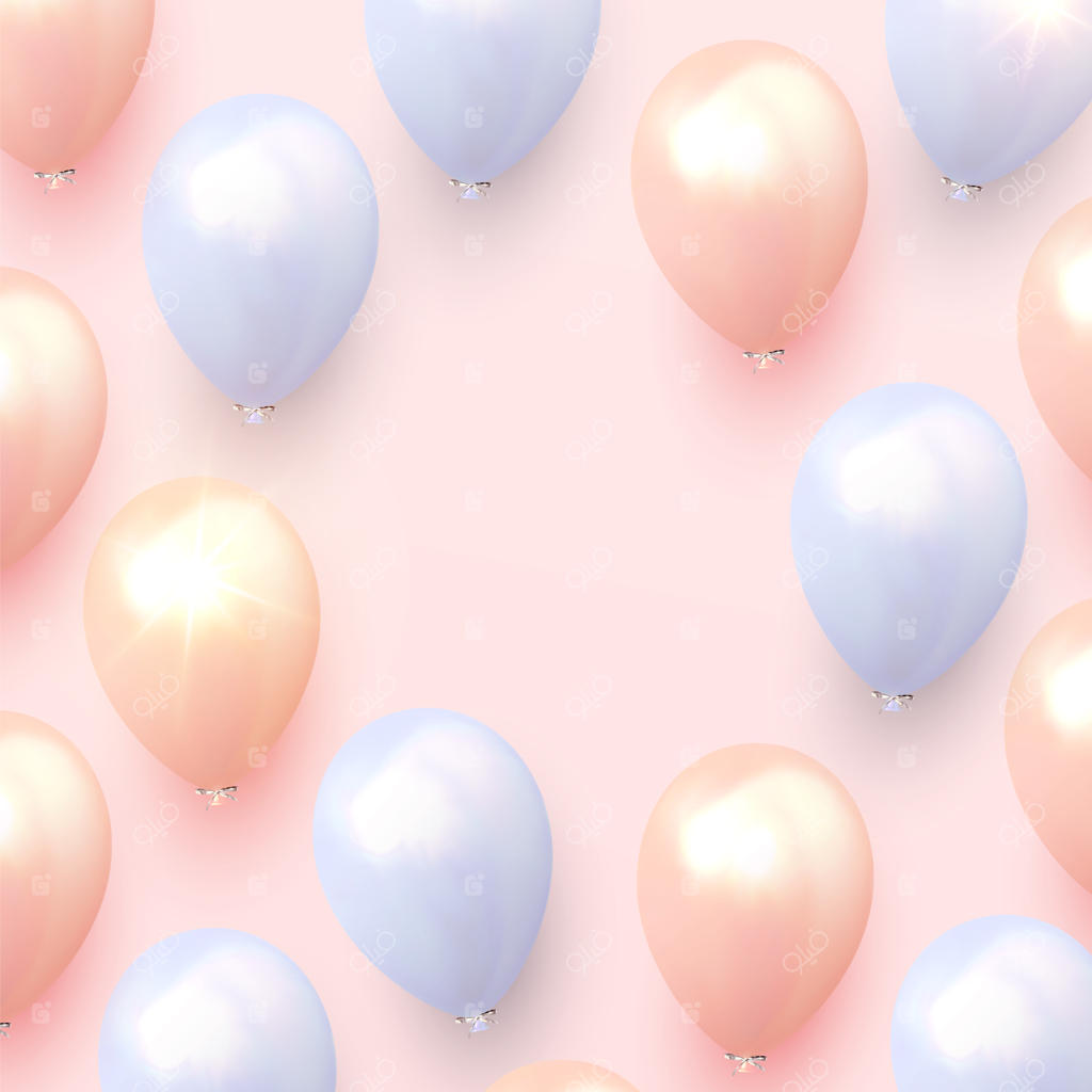 پس‌زمینه بالن‌های تعطیلات واقعی: بنر جشن با بادکنک‌های هلیومی. قالب جشن تولد و سالگرد. اشیاء تزیینی برای پوستر. تصویرسازی وکتور.