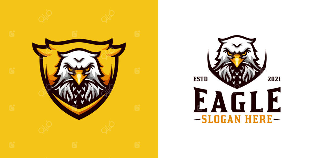 لوگوی شگفت‌انگیز عقاب با سپر برای برند، تیم و ورزش الکترونیک شما