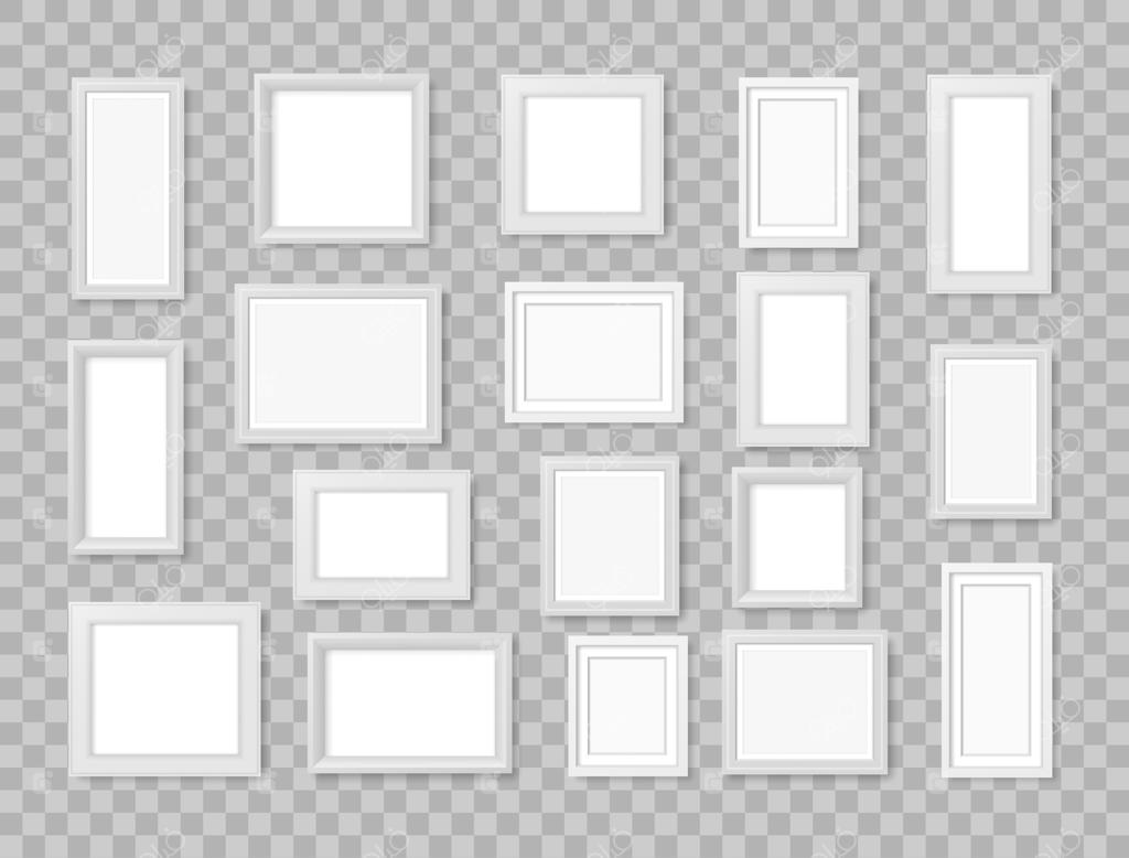 قاب عکس خالی بر روی دیوار: قاب عکس مربعی سفید و واقعی، طراحی مدرن برای محصول یا ارائه شما. اثر هنری مدرن و خالی. تصویرسازی.