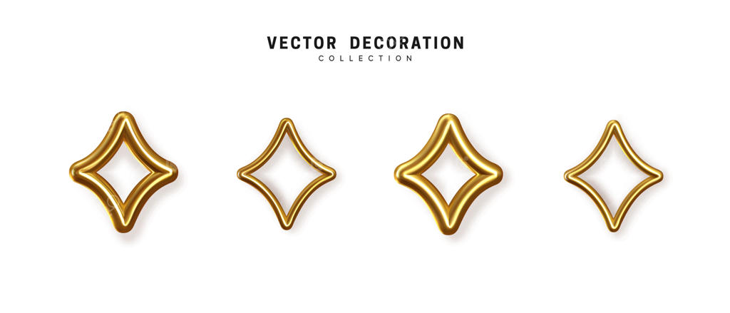 اشکال هندسی طلایی: عناصر طراحی تزئینی طلایی روی زمینه سفید. نماهای متالیک برنزی. اشیاء سه‌بعدی به شکل مربع و مستطیل خطی، حاشیه قاب. تصویرسازی وکتور واقعی.