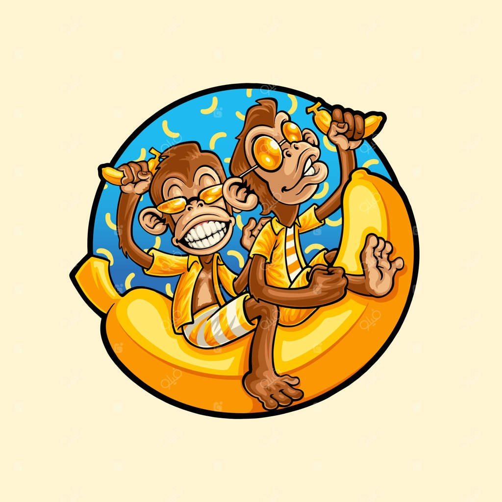 تصویر کارتونی بامزه میمون و موز