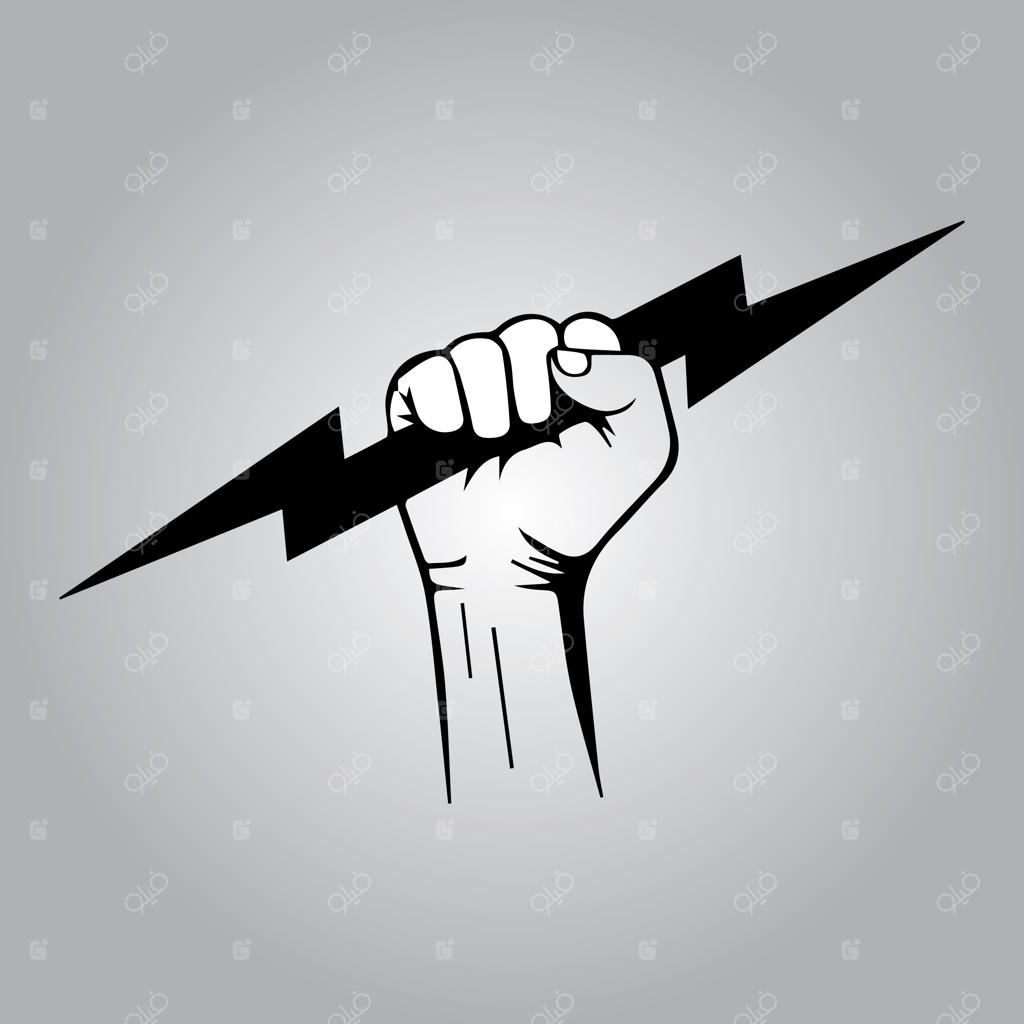 دست با صاعقه در پس‌زمینه