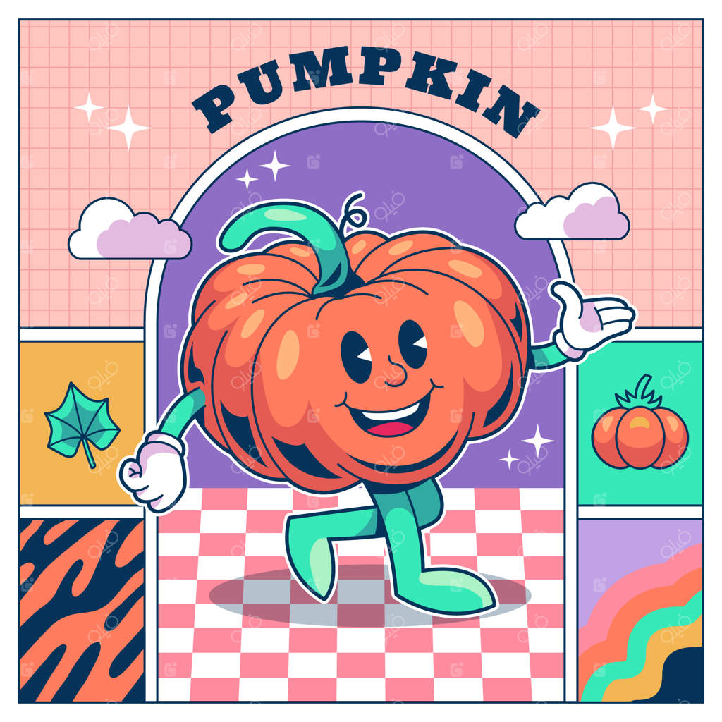 تصویر طراحی دستی کدو تنبل