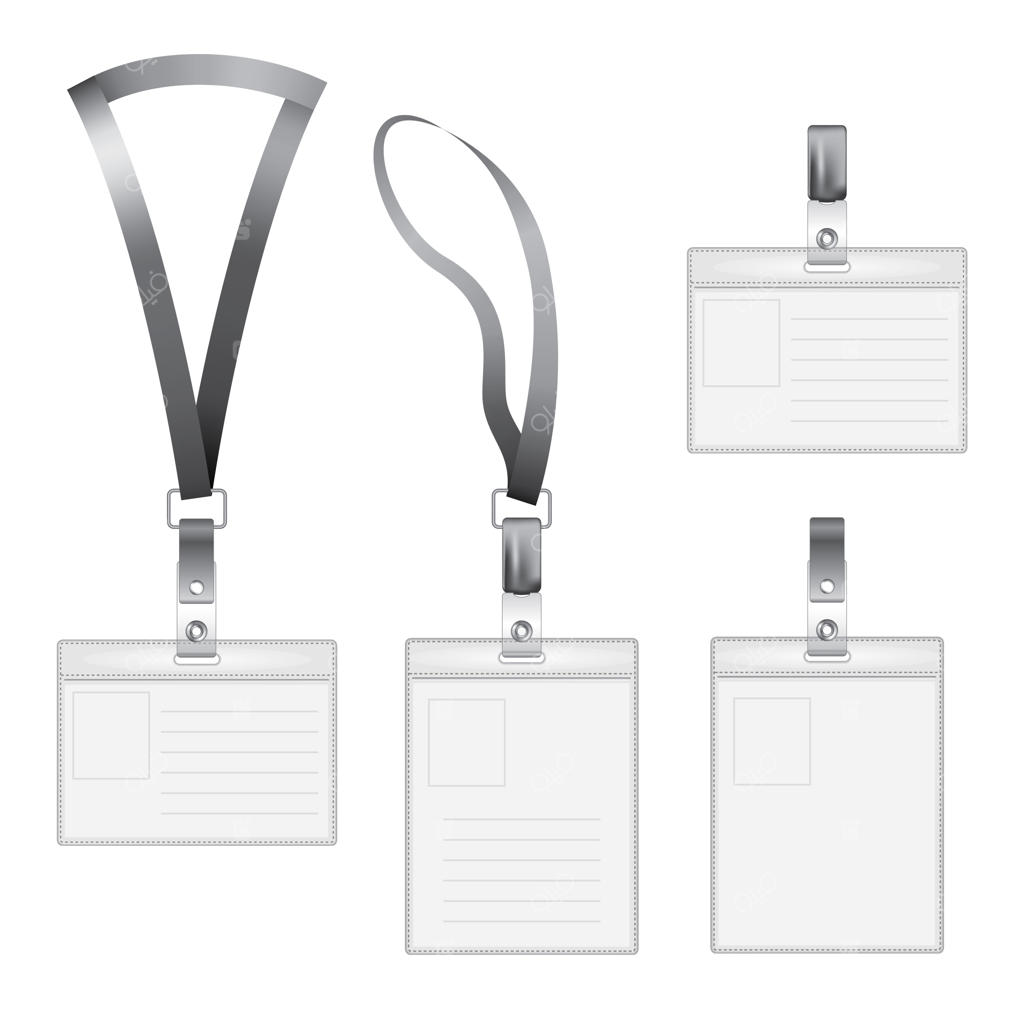 مجموعه آیکون‌های تخت مدرن با چهار نگهدارنده کارت شناسایی در اندازه‌های مختلف