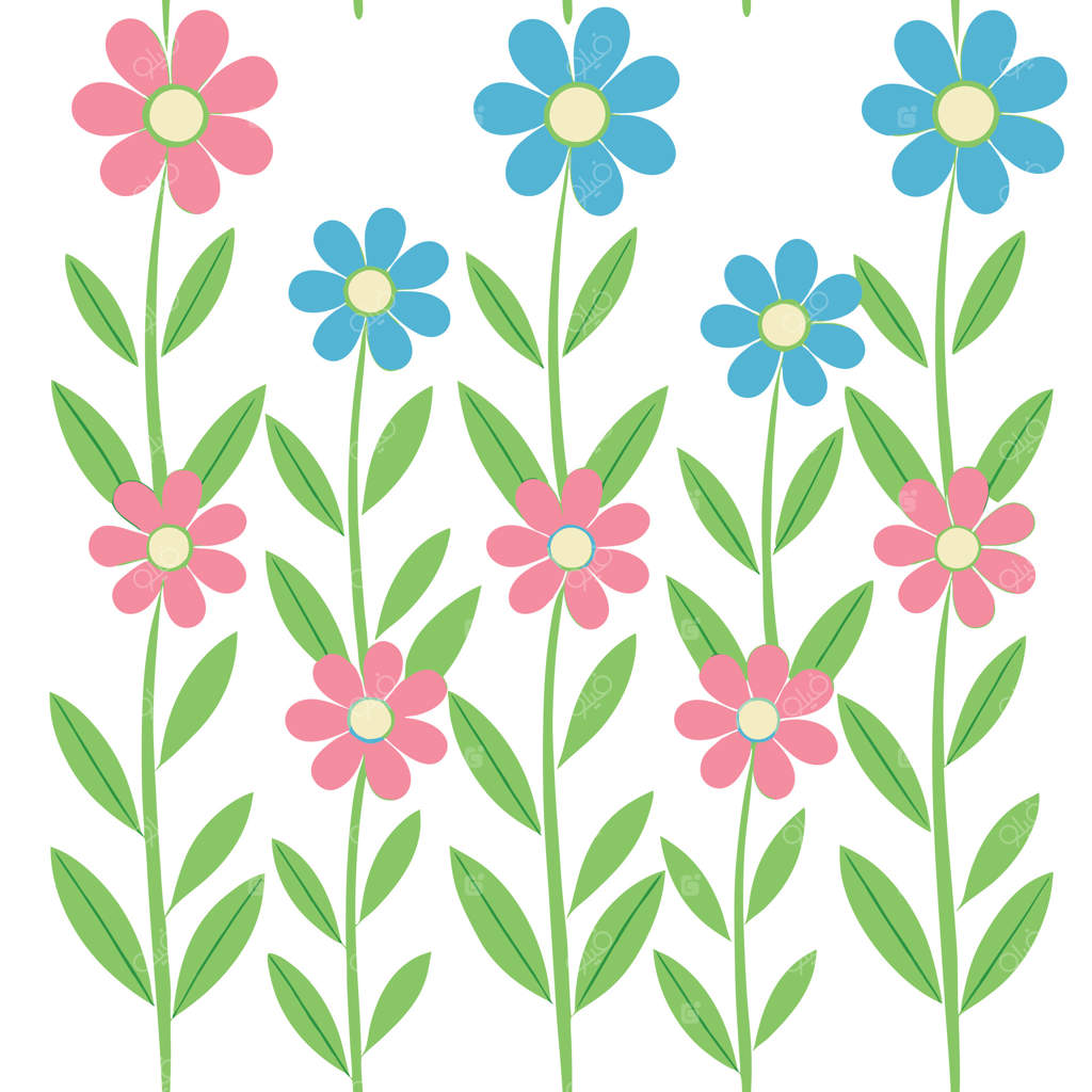 طرح طراحی گل‌های باغچه با رنگ‌های زیبای صورتی و آبی