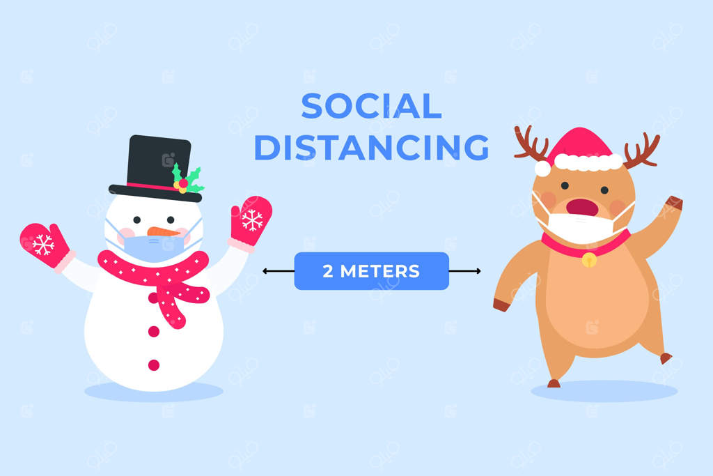 فاصله‌گذاری اجتماعی با آدم برفی و گوزن شمالی