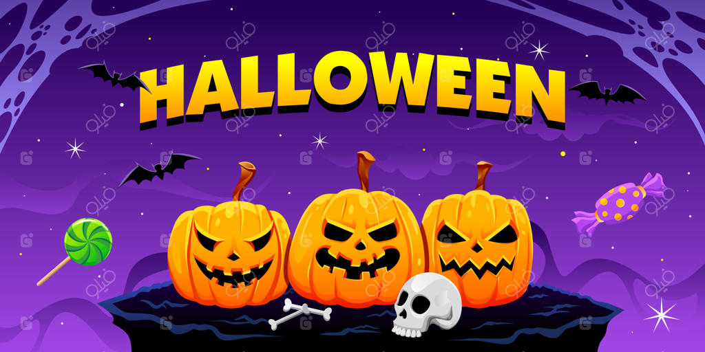 هالووین شاد: طراحی گرافیکی کارتونی و ترسناک برای تزئین بنرها، بروشورها و کارت هدیه
