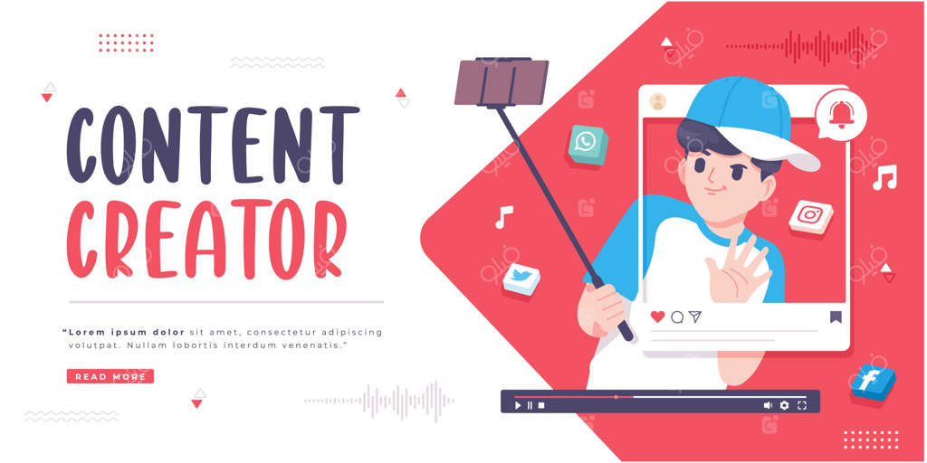 قالب بنر مفهومی برای تولیدکنندگان محتوا