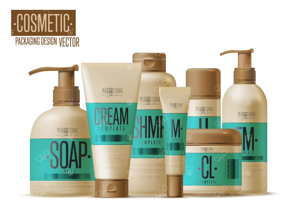 قالب برند آرایشی، مجموعه بطری‌های واقعی‌نما