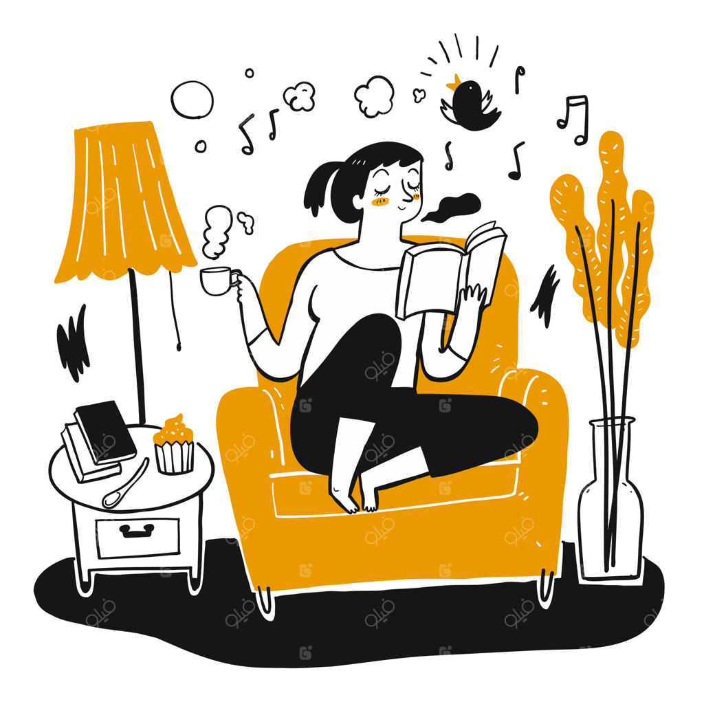 دختر جوان خوش‌قلب در حال خواندن