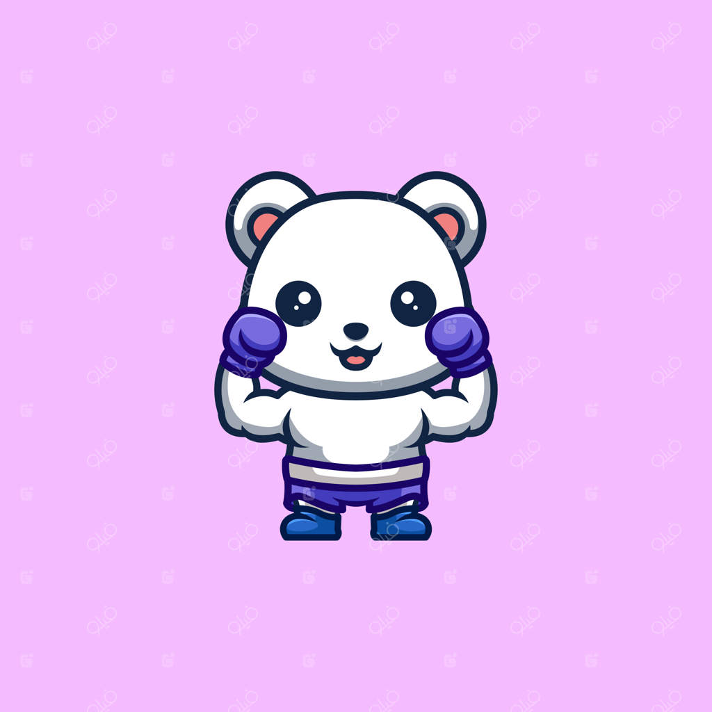 لوگوی خرس قطبی بوکسور - طرح کارتونی بامزه و خلاقانه