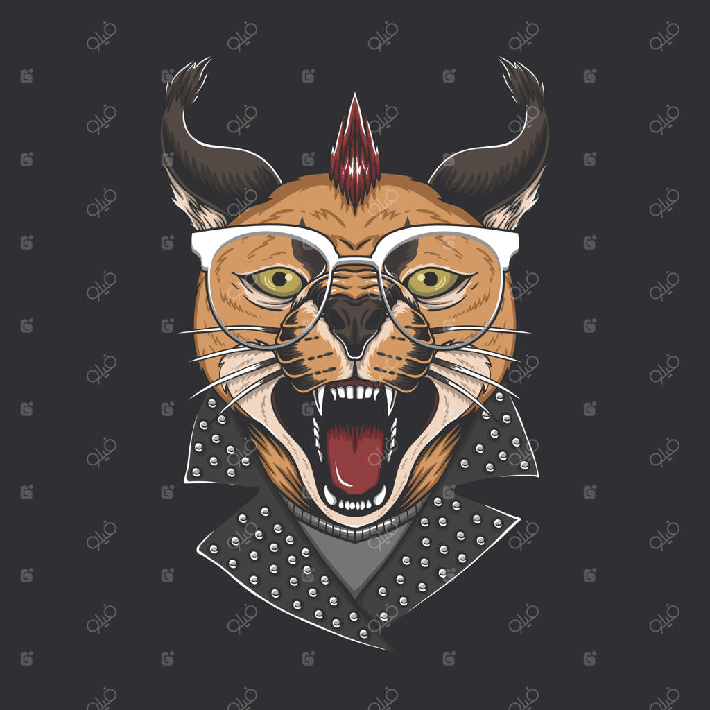 تصویر سر گربه کاراکال به سبک پانک