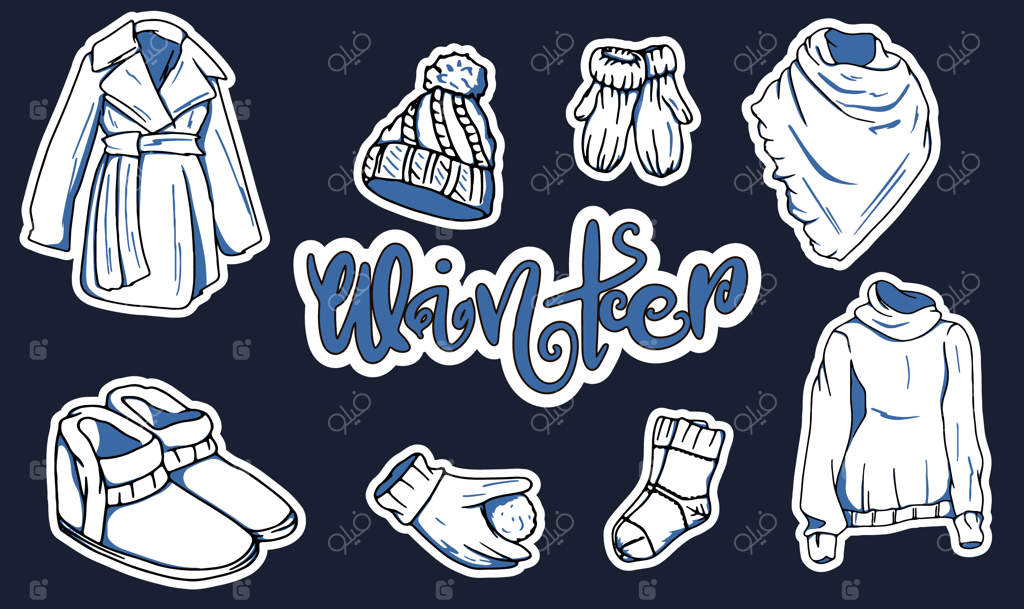 مجموعه لباس‌های زمستانی به سبک کارتونی.