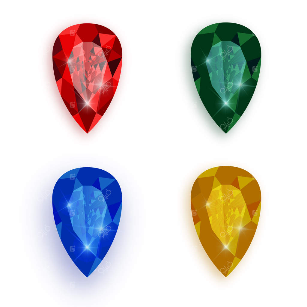 مجموعه‌ای از سنگ‌های قیمتی رنگارنگ.