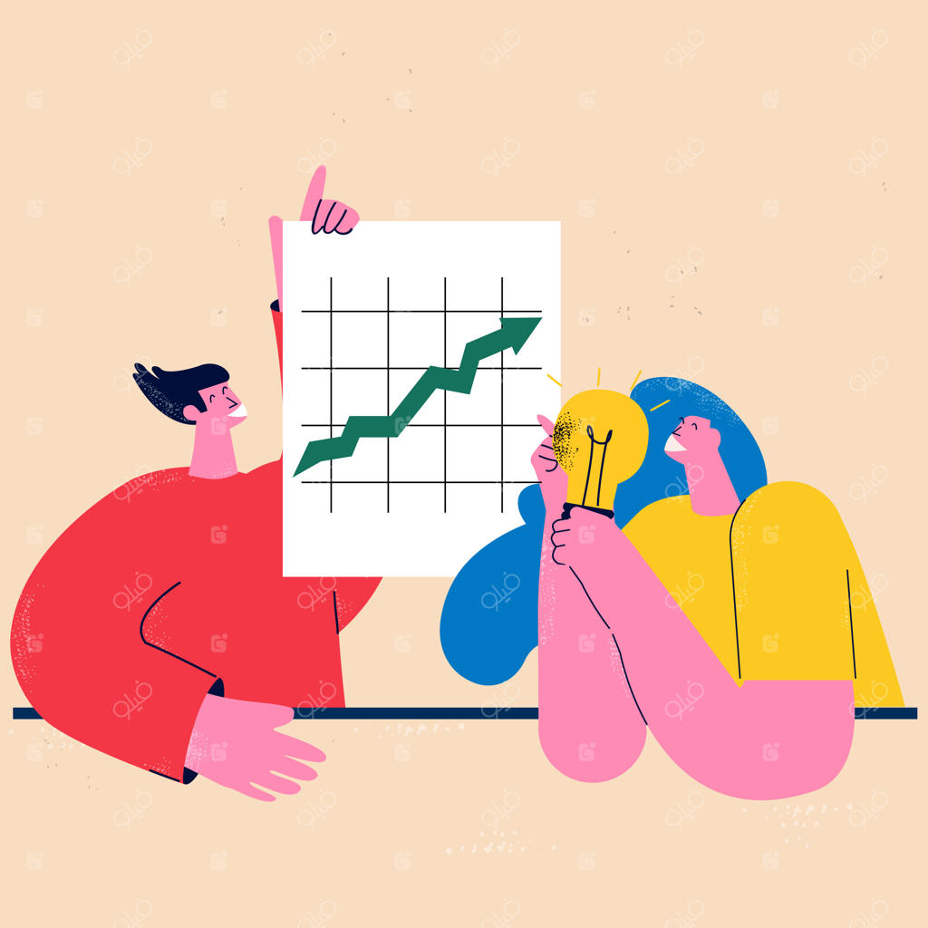 مفهوم رشد کسب و کار: پیکانی نشان‌دهنده پیشرفت و ارزیابی تجارت