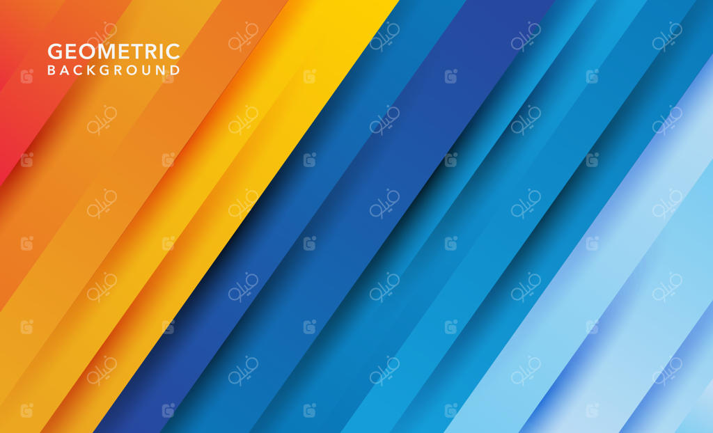 پس‌زمینه هندسی انتزاعی مدرن با رنگ‌های نارنجی و آبی