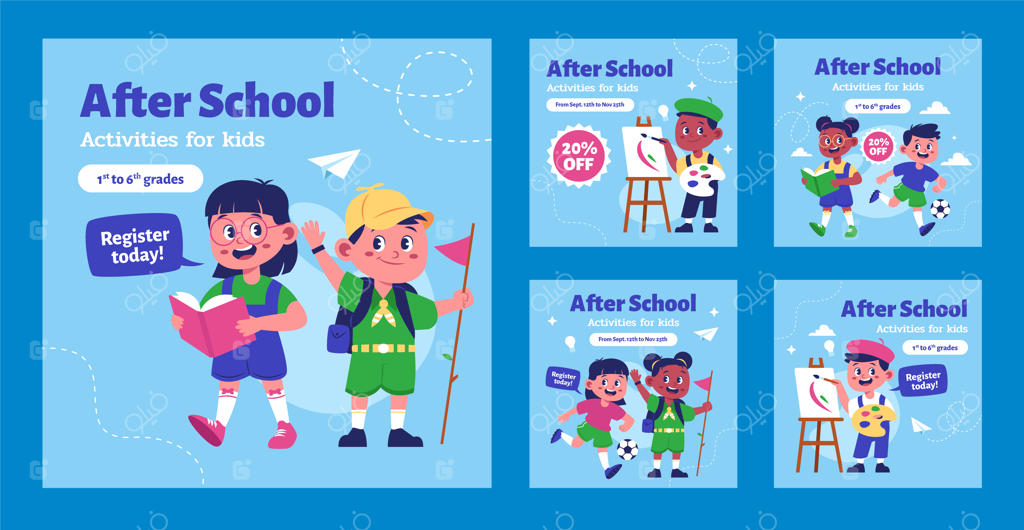 الگوی فعالیت‌های پس از مدرسه به صورت دستی طراحی شده