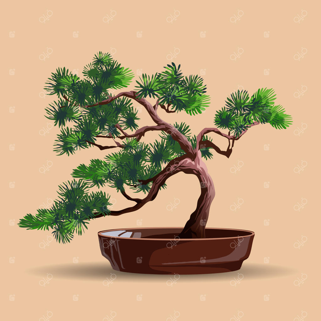 درخت زیبا و واقعی روی پس‌زمینه بژ