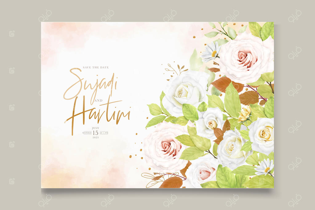 طراحی کارت حلقه گل آفتابگردان و رز زیبا