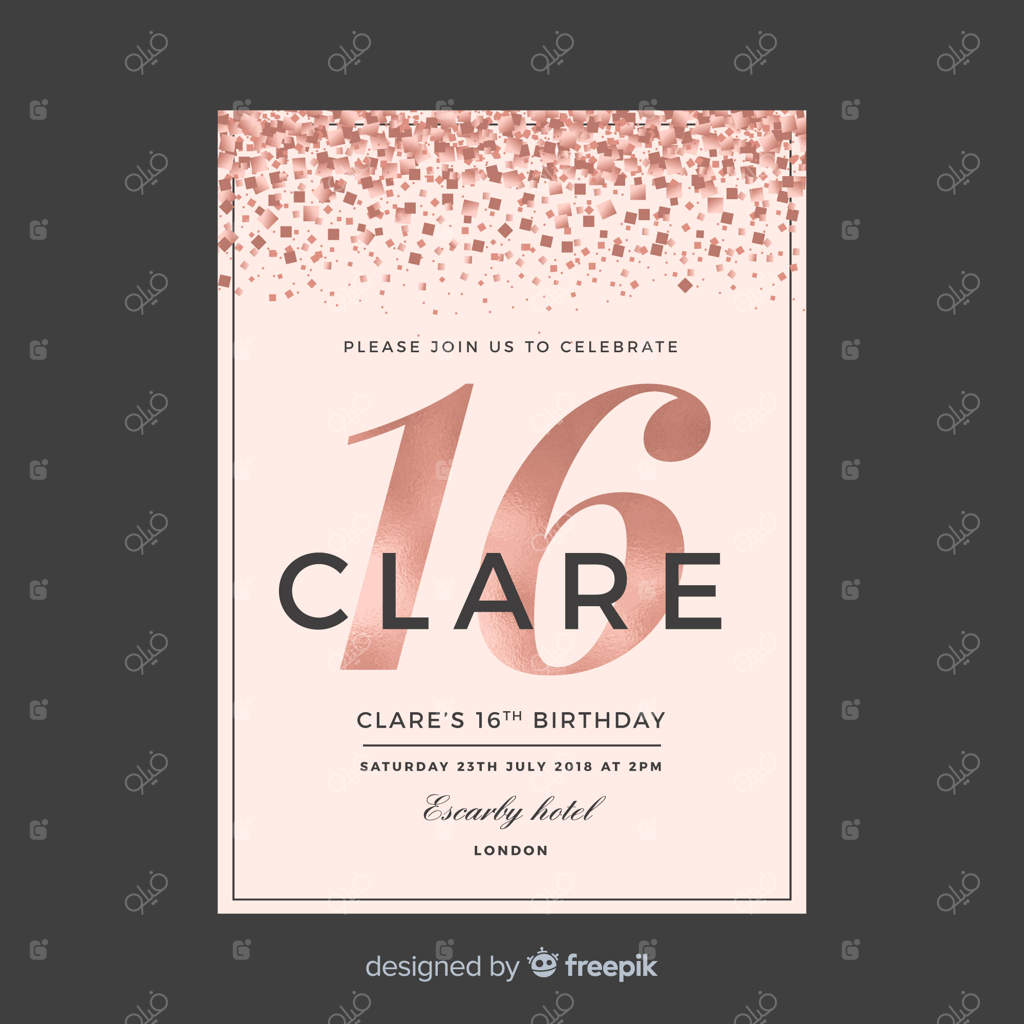 کارت دعوت جشن تولد شانزده سالگی