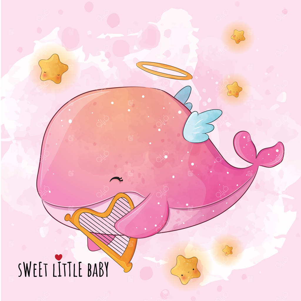 تصویر بامزه نهنگ فرشته - پس‌زمینه هنری