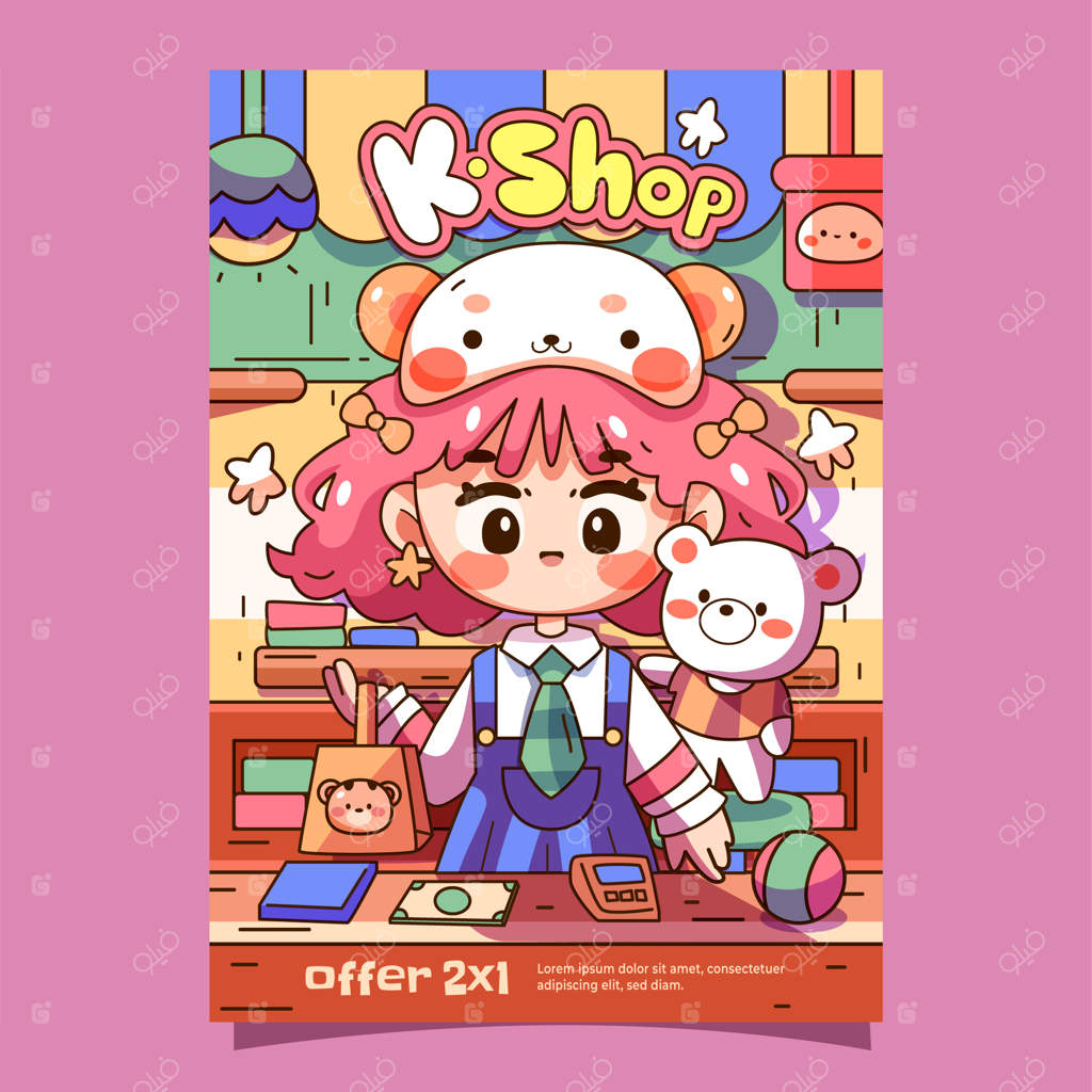 پوستر عمودی به سبک دستی کاوایی