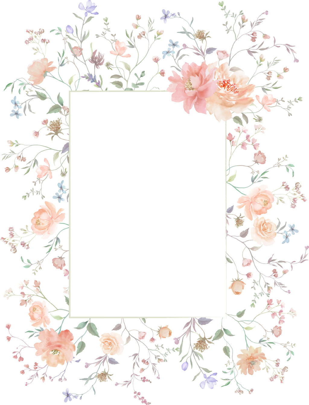 قاب آبرنگی گلدار شیک برای پروژه‌های متنوع وکتوری حرفه‌ای