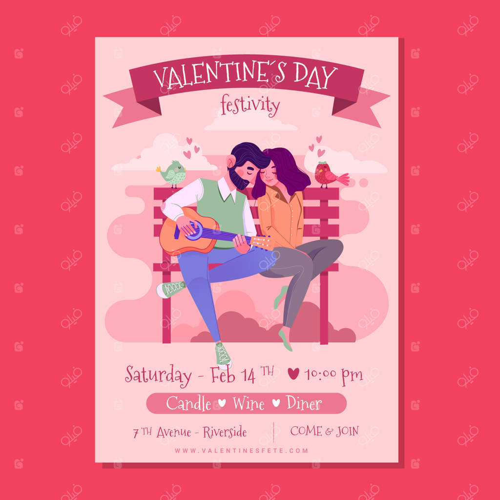 قالب پوستر عمودی برای جشن ولنتاین ساده