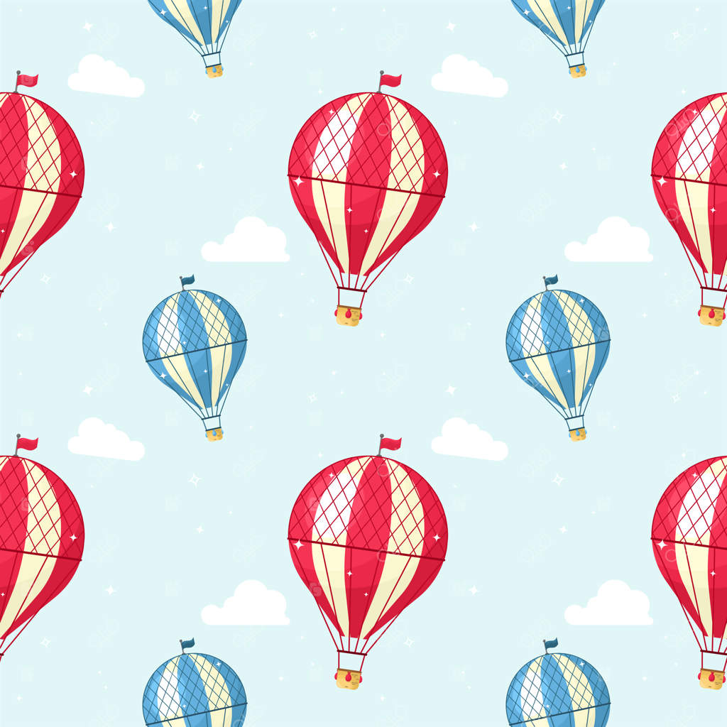 پترن یکپارچه با بالن‌ها در آسمان و ابرها