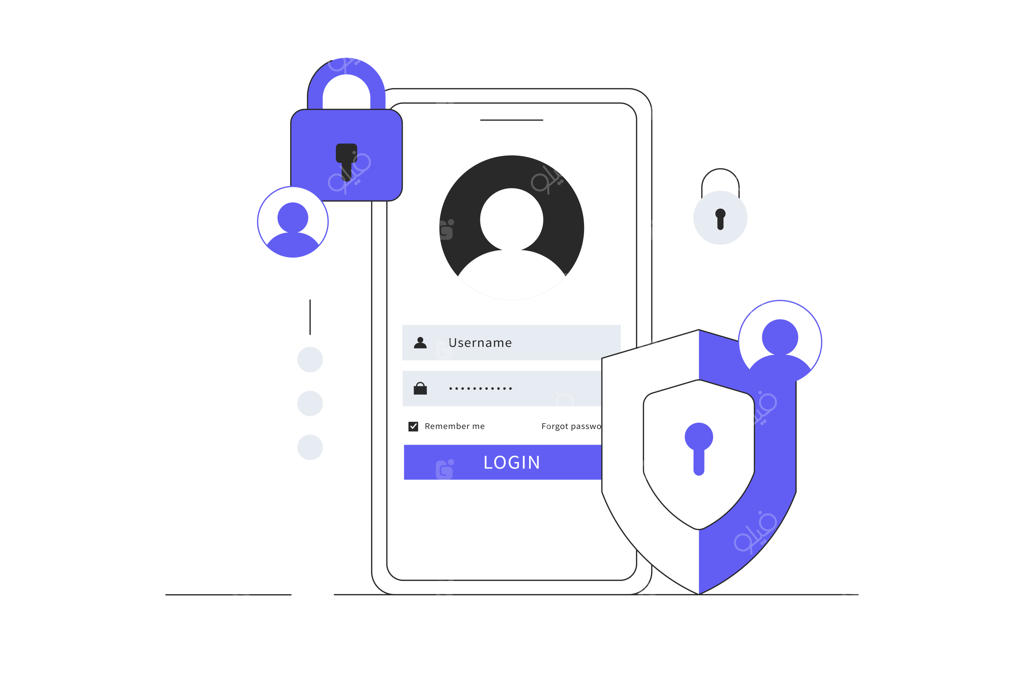 رابط کاربری ثبت‌نام آنلاین و ورود امن با محافظت رمز عبور در گوشی هوشمند