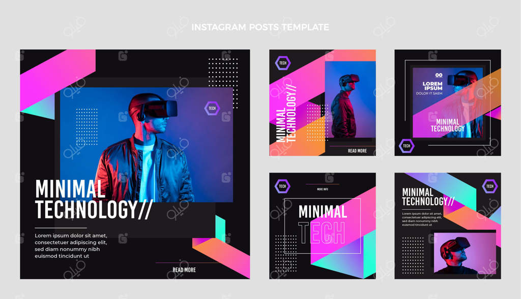 پست اینستاگرامی با طراحی ساده و مدرن درباره تکنولوژی