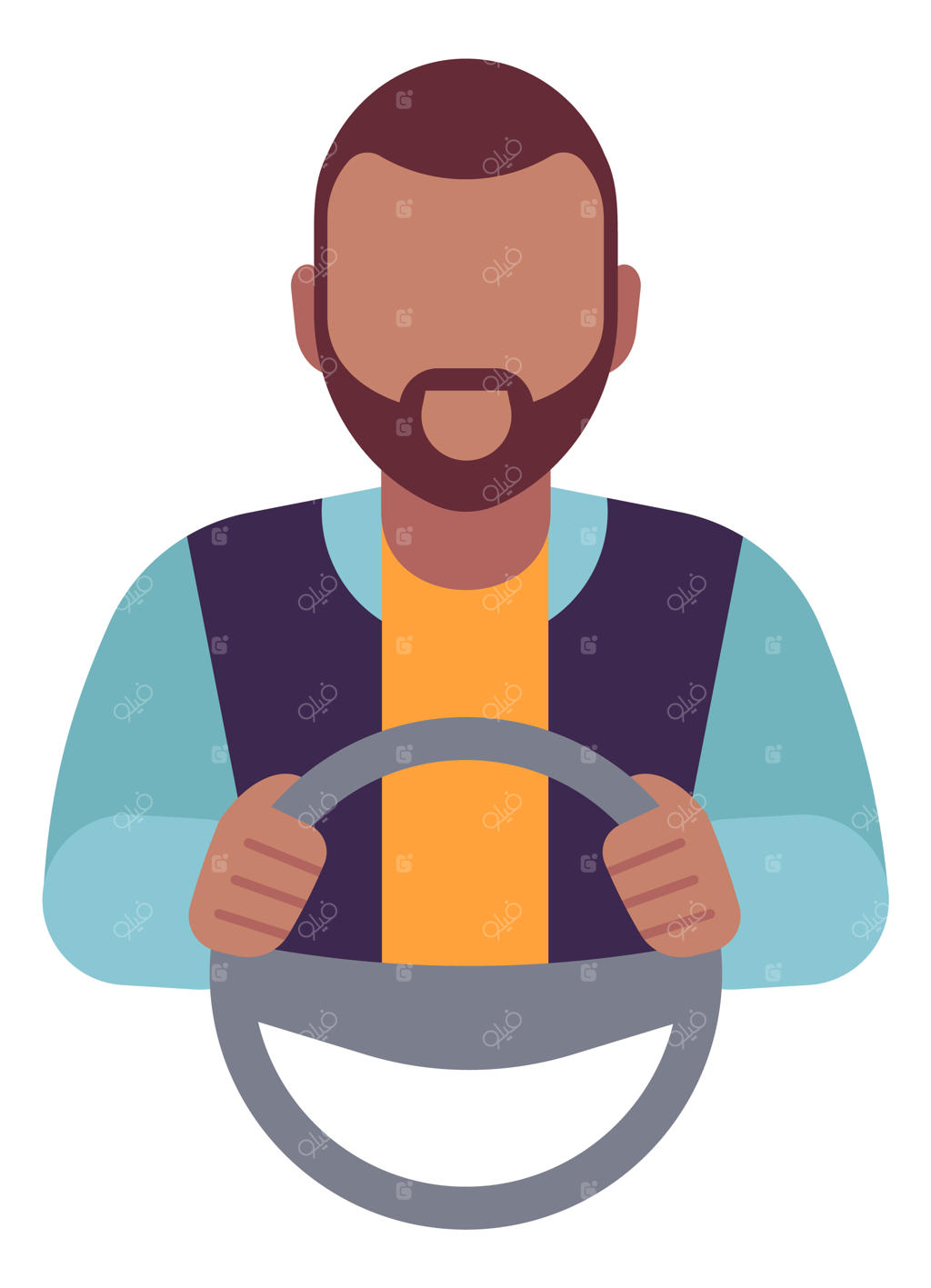 آیکون تخت راننده مرد سیاه‌پوست با فرمان