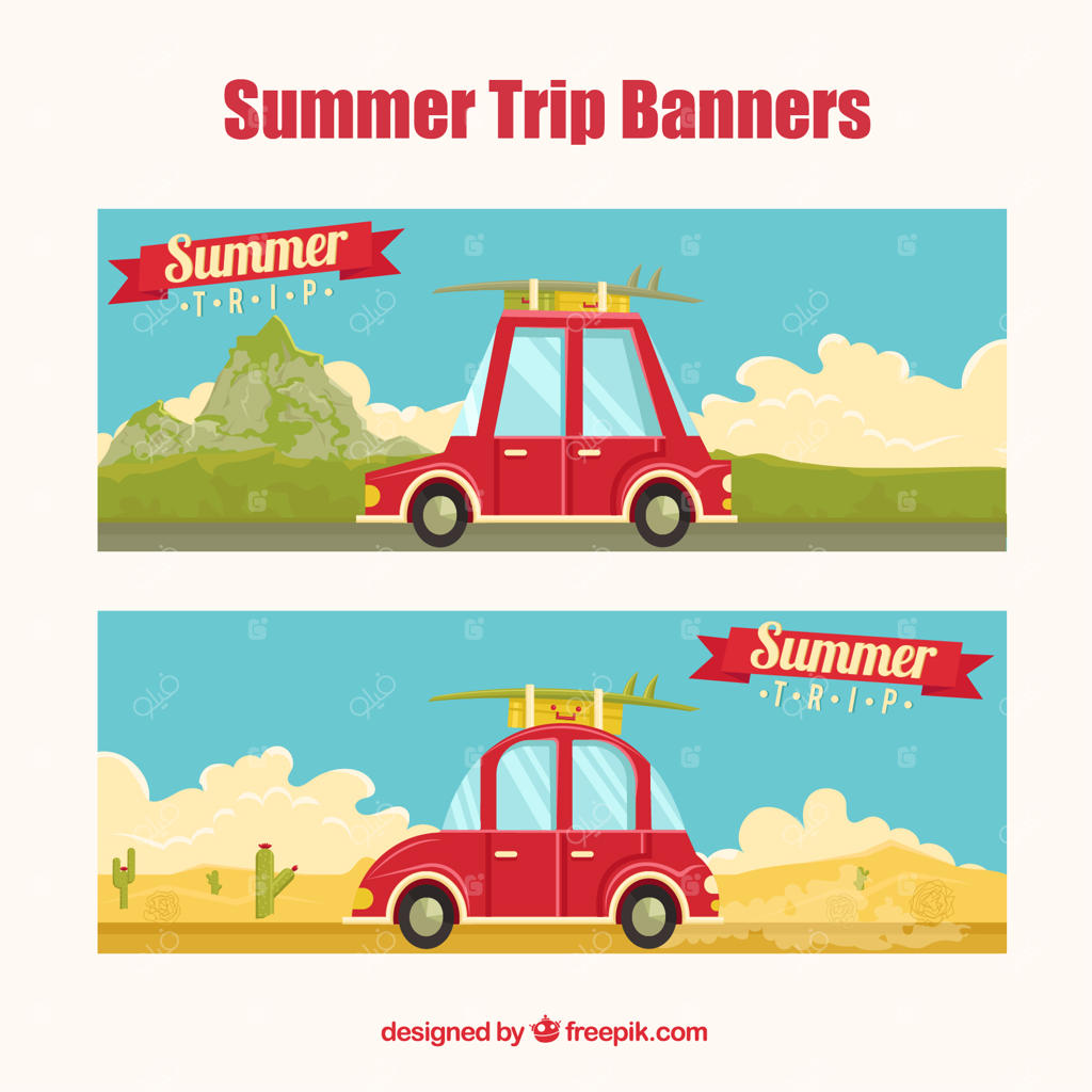 بنرهای سفر جاده‌ای تابستانی