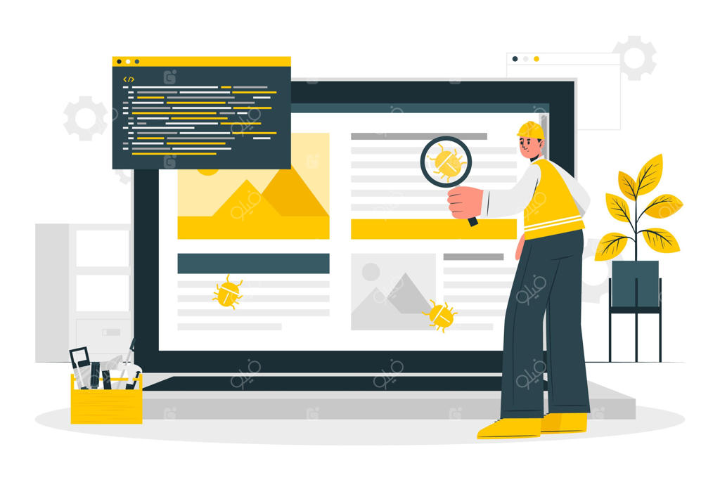 تصویرسازی مفهوم رفع اشکال نرم‌افزاری