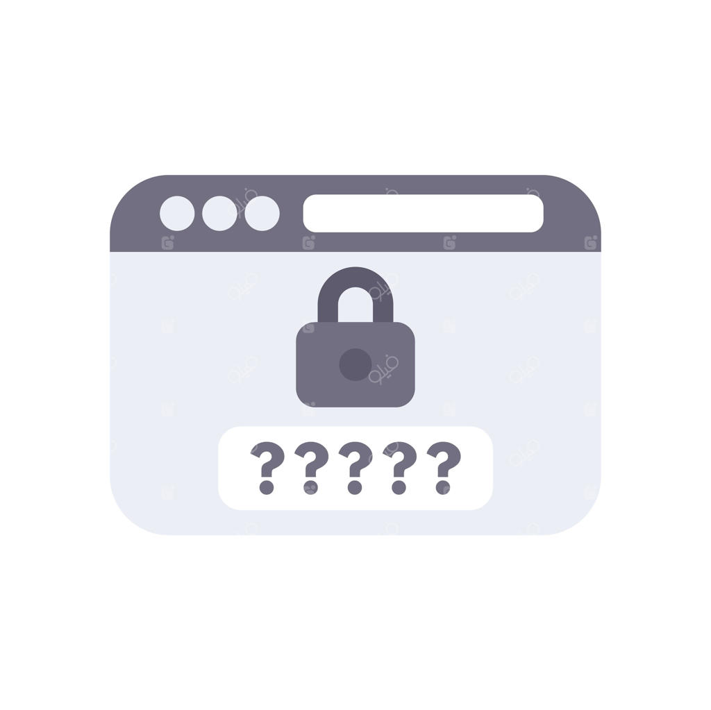 صفحه وب با فیلد رمز عبور قفل‌شده و علامت‌های سوال