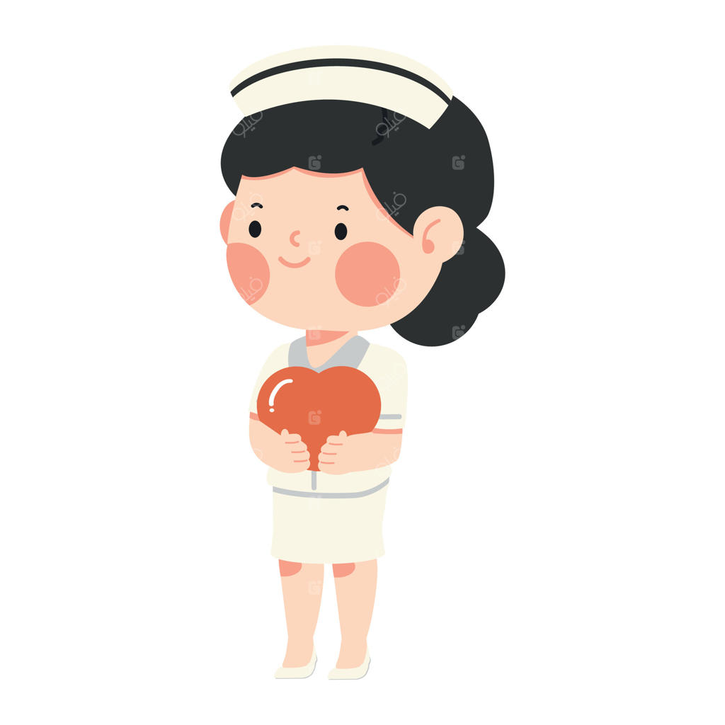 پرستار کارتونی با تصویر قلب در دست