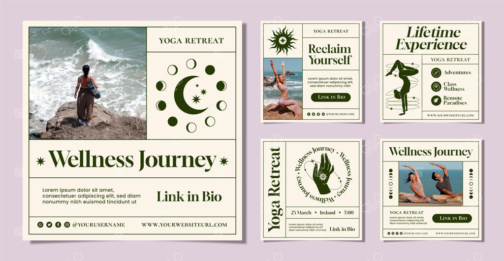 مجموعه پست‌های اینستاگرامی برای عقب‌نشینی یوگا و اسپا