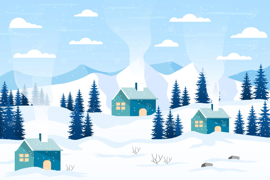 تصویرسازی منظره زمستانی با طراحی ساده