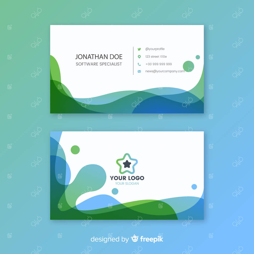 قالب کارت ویزیت با اشکال انتزاعی