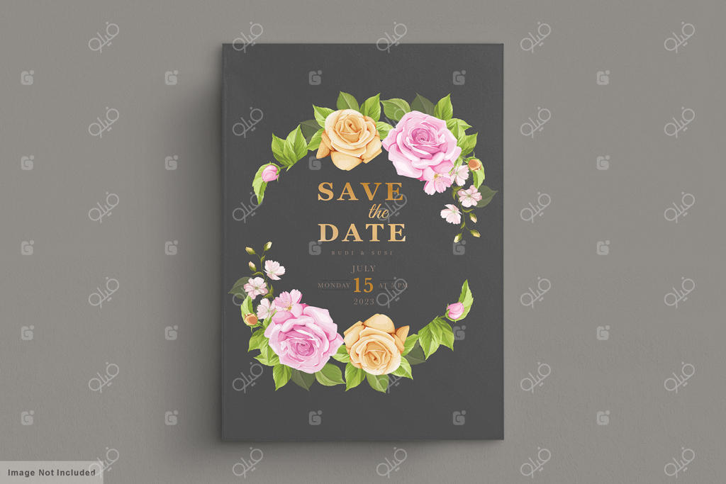 کارت عروسی با طرح گل‌های صورتی