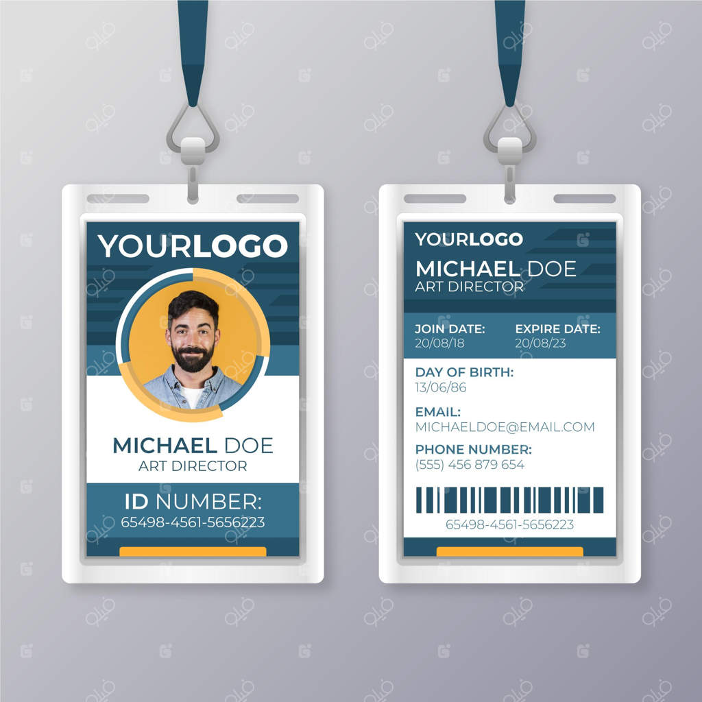 قالب کارت شناسایی انتزاعی با عکس