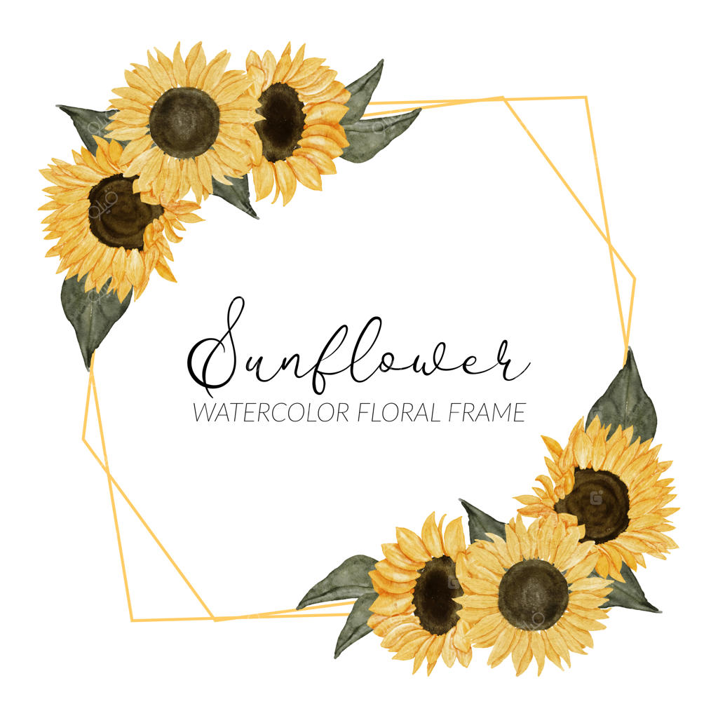 قاب تزئینی گل آفتابگردان با آبرنگ دست‌ساز