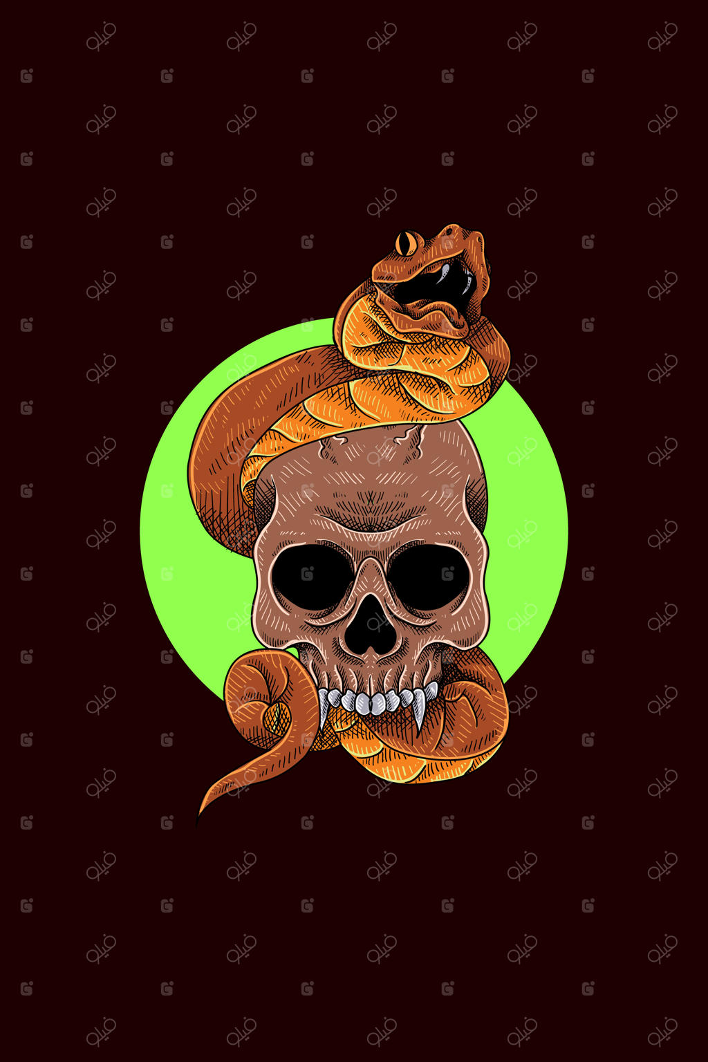 تصویر وکتور مار با جمجمه