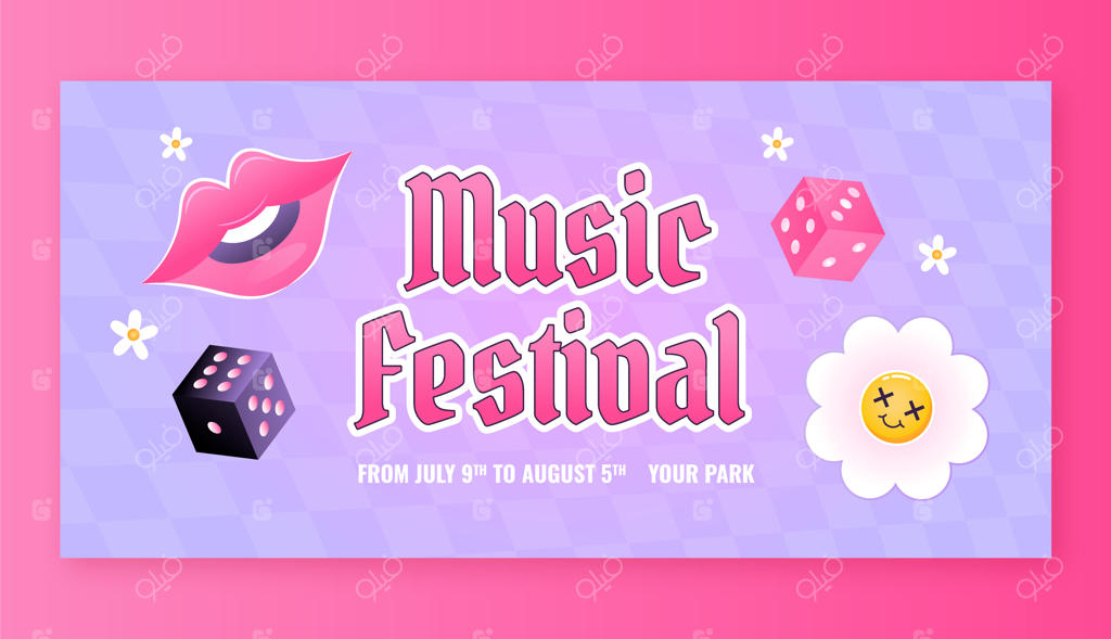 قالب بنر افقی برای جشنواره موسیقی