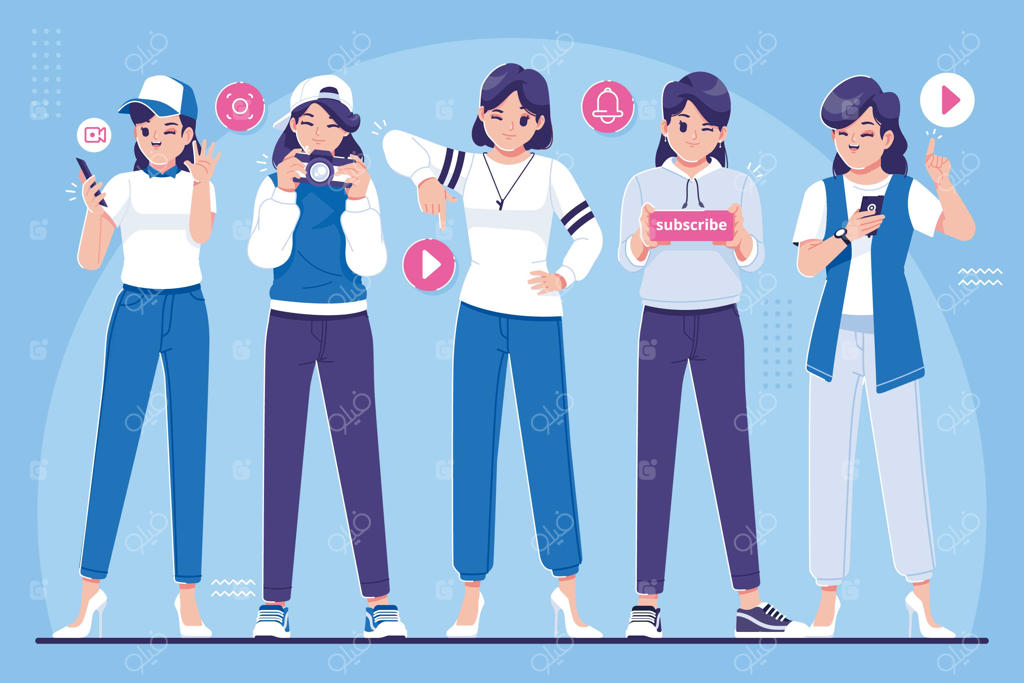 مجموعه طراحی کاراکتر تولیدکننده محتوا